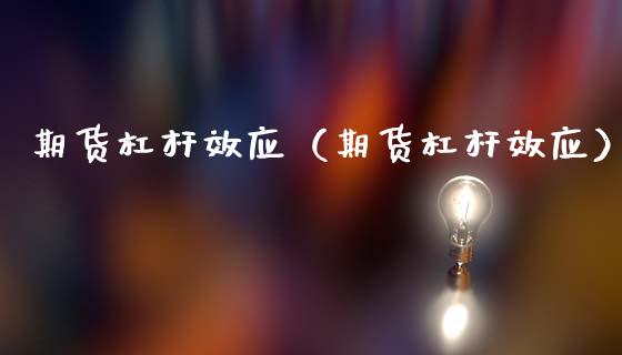 期货杠杆效应（期货杠杆效应）_https://www.boyangwujin.com_期货直播间_第1张