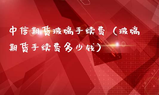 中信期货玻璃手续费（玻璃期货手续费多少钱）