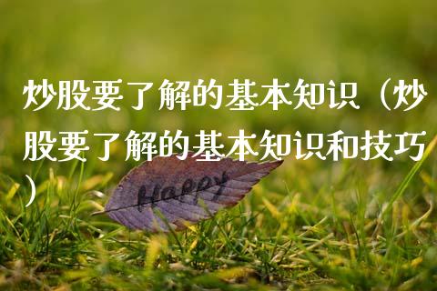 炒股要了解的基本知识（炒股要了解的基本知识和技巧）