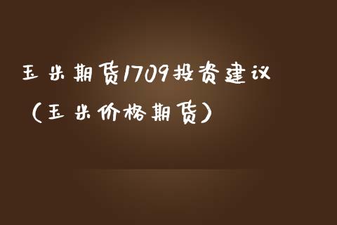 玉米期货1709投资建议（玉米价格期货）