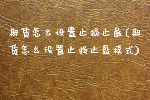 期货怎么设置止损止盈(期货怎么设置止损止盈模式)_https://www.boyangwujin.com_期货直播间_第1张