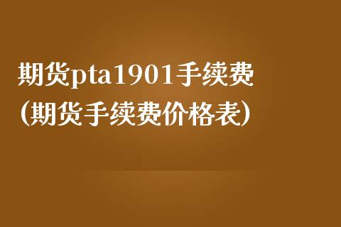 期货pta1901手续费(期货手续费价格表)_https://www.boyangwujin.com_期货直播间_第1张