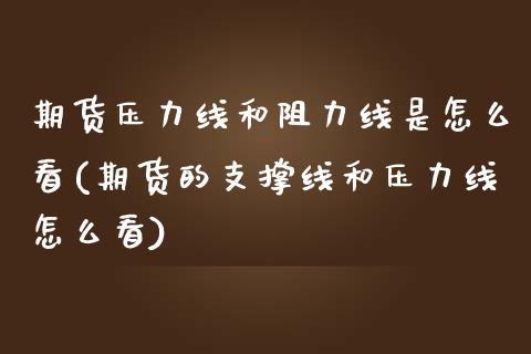 期货压力线和阻力线是怎么看(期货的支撑线和压力线怎么看)_https://www.boyangwujin.com_白银期货_第1张