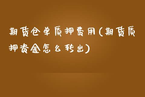期货仓单质押费用(期货质押资金怎么转出)