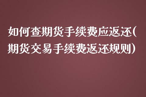 如何查期货手续费应返还(期货交易手续费返还规则)_https://www.boyangwujin.com_期货直播间_第1张
