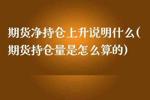 期货净持仓上升说明什么(期货持仓量是怎么算的)_https://www.boyangwujin.com_期货直播间_第1张