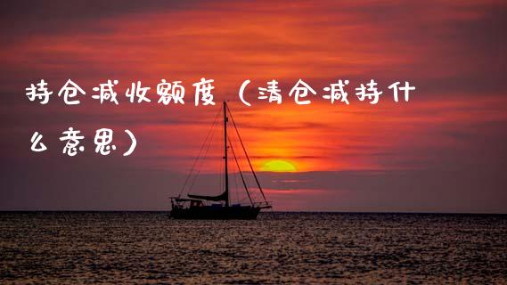 持仓减收额度（清仓减持什么意思）