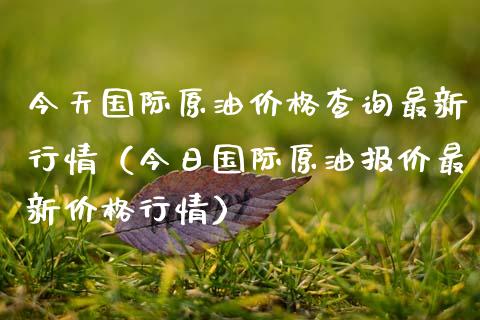 今天国际原油价格查询最新行情（今日国际原油报价最新价格行情）