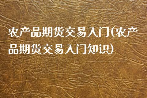 农产品期货交易入门(农产品期货交易入门知识)