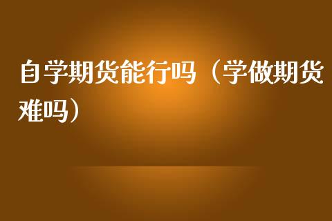 自学期货能行吗（学做期货难吗）