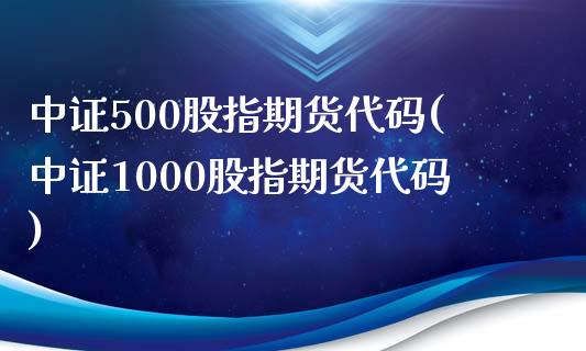 中证500股指期货代码(中证1000股指期货代码)_https://www.boyangwujin.com_纳指期货_第1张
