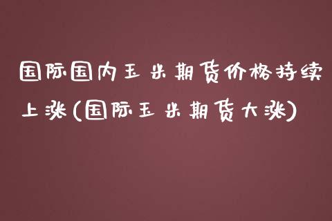 国际国内玉米期货价格持续上涨(国际玉米期货大涨)_https://www.boyangwujin.com_原油期货_第1张