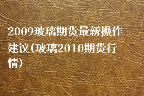 2009玻璃期货最新操作建议(玻璃2010期货行情)
