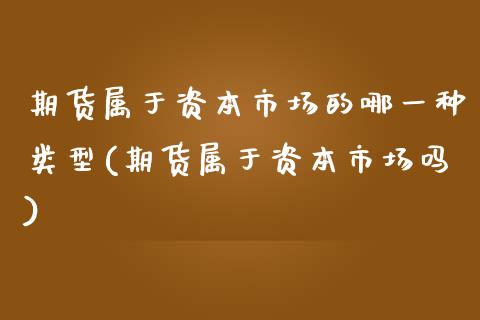 期货属于资本市场的哪一种类型(期货属于资本市场吗)_https://www.boyangwujin.com_期货直播间_第1张