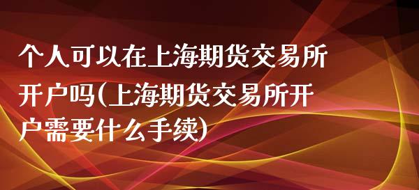 个人可以在上海期货交易所开户吗(上海期货交易所开户需要什么手续)