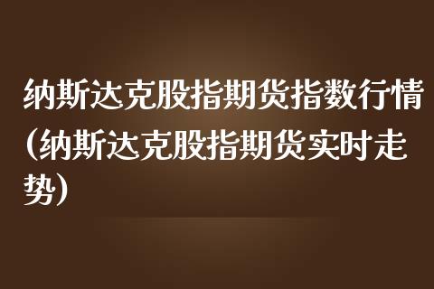 纳斯达克股指期货指数行情(纳斯达克股指期货实时走势)_https://www.boyangwujin.com_期货直播间_第1张
