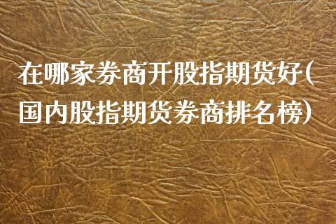 在哪家券商开股指期货好(国内股指期货券商排名榜)_https://www.boyangwujin.com_恒生指数_第1张