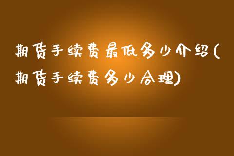 期货手续费最低多少介绍(期货手续费多少合理)_https://www.boyangwujin.com_道指期货_第1张