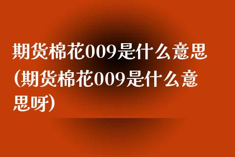 期货棉花009是什么意思(期货棉花009是什么意思呀)_https://www.boyangwujin.com_期货直播间_第1张