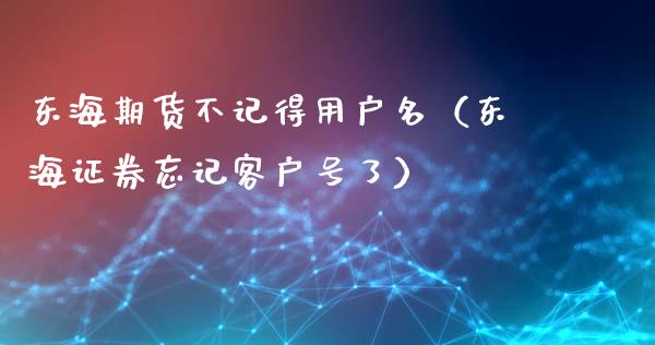 东海期货不记得用户名（东海证券忘记客户号了）_https://www.boyangwujin.com_期货直播间_第1张