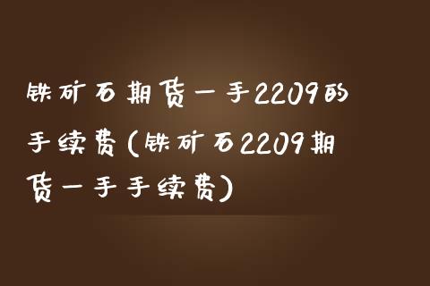 铁矿石期货一手2209的手续费(铁矿石2209期货一手手续费)_https://www.boyangwujin.com_期货直播间_第1张