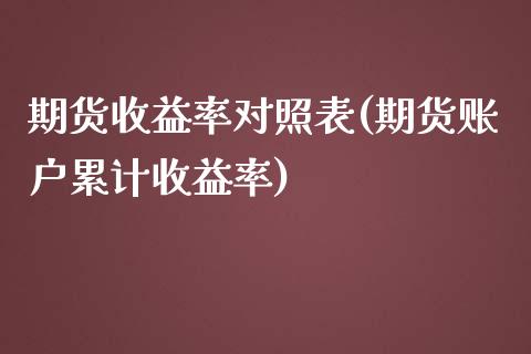 期货收益率对照表(期货账户累计收益率)_https://www.boyangwujin.com_期货直播间_第1张