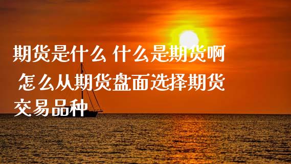 期货是什么 什么是期货啊 怎么从期货盘面选择期货交易品种