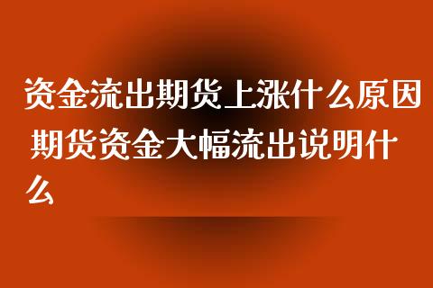 资金流出期货上涨什么原因 期货资金大幅流出说明什么_https://www.boyangwujin.com_期货直播间_第1张