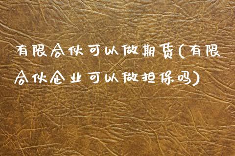 有限合伙可以做期货(有限合伙企业可以做担保吗)_https://www.boyangwujin.com_原油直播间_第1张