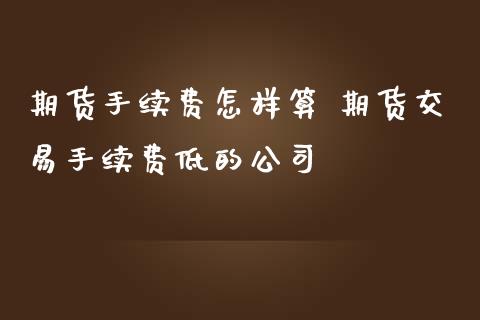 期货手续费怎样算 期货交易手续费低的公司_https://www.boyangwujin.com_期货直播间_第1张