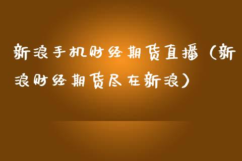 新浪手机财经期货直播（新浪财经期货尽在新浪）_https://www.boyangwujin.com_黄金期货_第1张