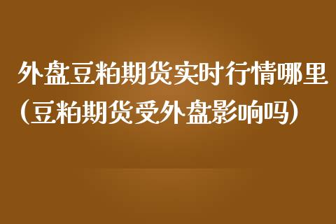 外盘豆粕期货实时行情哪里(豆粕期货受外盘影响吗)