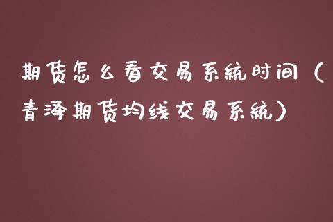 期货怎么看交易系统时间（青泽期货均线交易系统）