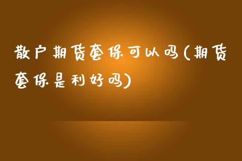 散户期货套保可以吗(期货套保是利好吗)_https://www.boyangwujin.com_期货科普_第1张